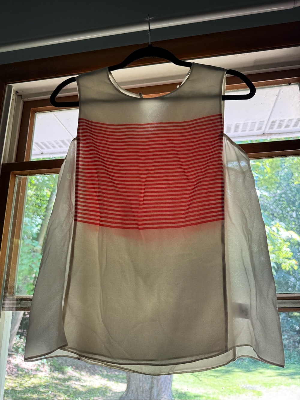 A.L.C. Coral and White Striped Sheer Sleeveless Camisole